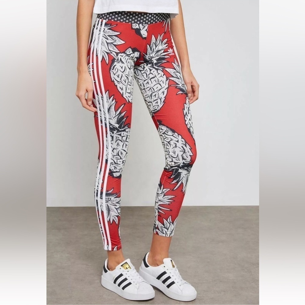 Farm Rio X Adidas Tropical Pineapple Leggings Womens XS Stretch Yoga Pilates Gym - Picture 14 of 14
